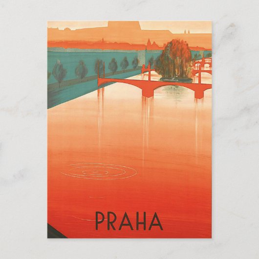 Prag, Brücken, Vintage Postkarte (Vorderseite)