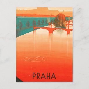 Prag, Brücken, Vintage-Reise Postkarte
