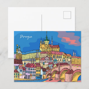 Prag Burg Karlsbrücke Tschechien Reise Postkarte