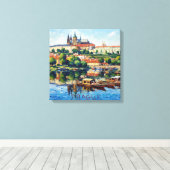 Prag Burg und Fluss Szene Leinwand Kunst (Insitu (Holzboden))