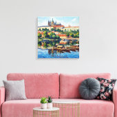 Prag Burg und Fluss Szene Leinwand Kunst (Insitu (Wohnzimmer))