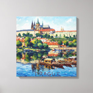 Prag Burg und Fluss Szene Leinwand Kunst