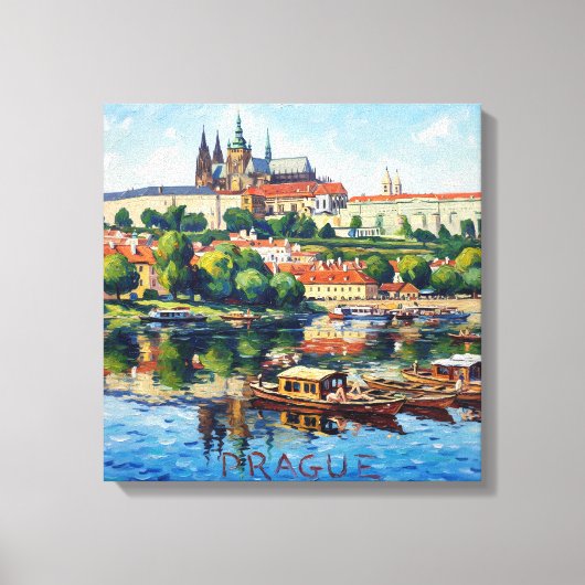 Prag Burg und Fluss Szene Leinwand Kunst (Vorderseite)