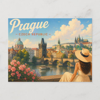 Prag - Die Dame mit dem Hut Reise-Postkarte Postkarte