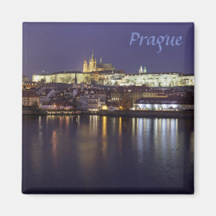 Prag-Fluss und Schlossansichtandenken-Foto Magnet