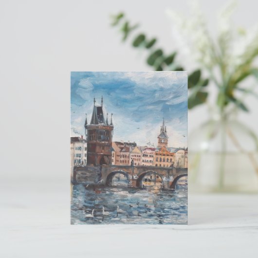 Prag - Gemälde von Charles Bridge Postkarte (Stehend Vorderseite)