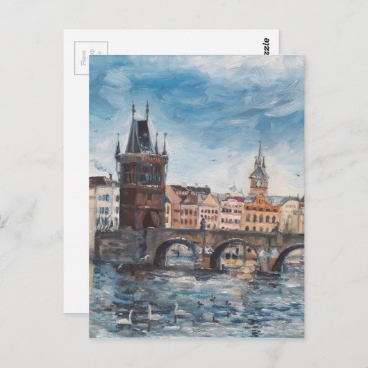 Prag - Gemälde von Charles Bridge Postkarte (Vorne/Hinten)