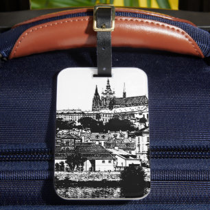 Prag, historische Stadt, Burg - Tschechische Kunst Gepäckanhänger