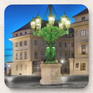Prag Hradcany-Lampe Nacht Hartplastik-Getränkeunte Getränkeuntersetzer