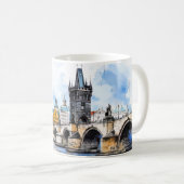 Prag: Karlsbrücke Wasserfarbe Kaffeetasse (VorderseiteRechts)