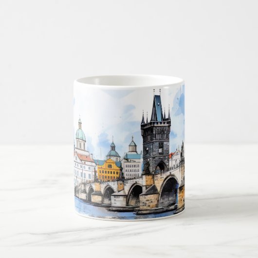 Prag: Karlsbrücke Wasserfarbe Kaffeetasse (Mittel)