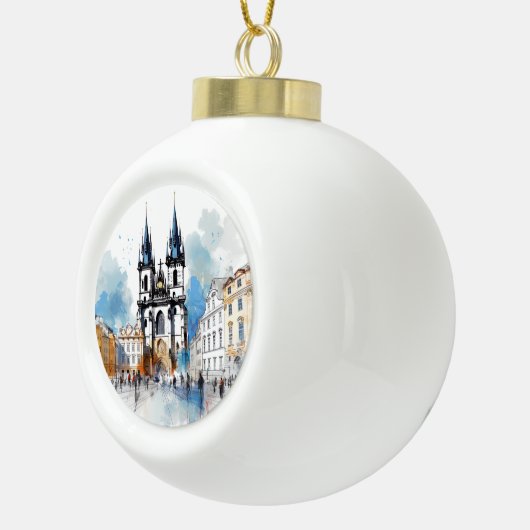Prag Keramik Kugel-Ornament (Rechts)