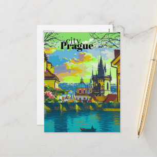 Prag-Kunstpostkarten Vintage-Reisedekor, Feiertagspostkarte