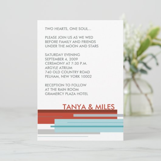 Prag laden ein:  Modernes Rot Einladung (Stehend Vorderseite)