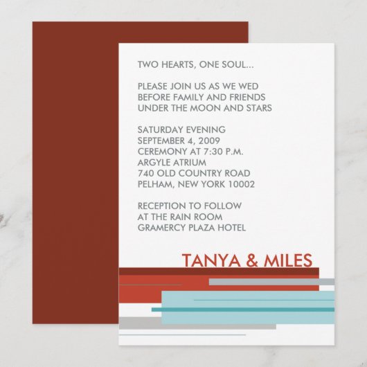 Prag laden ein:  Modernes Rot Einladung (Vorne/Hinten)