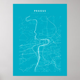 Prag Light Blue City Map Poster