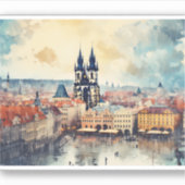 Prag Nacht in Tschechien Aufkleber (Vorderseite)