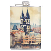 Prag Nacht in Tschechien Flachmann (Vorderseite)