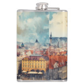 Prag Nacht in Tschechien Flachmann (Rückseite)