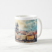 Prag Nacht in Tschechien Kaffeetasse (VorderseiteRechts)