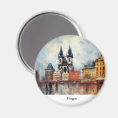 Prag Nacht in Tschechien Magnet (Vorderseite/Rückseite)