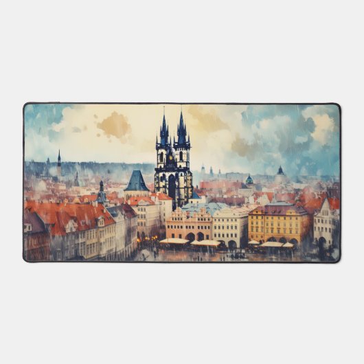 Prag Nacht in Tschechien Schreibtischunterlage (Vorderseite)