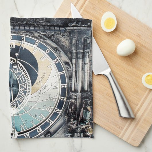 Prag Orloj Geschirrtuch (Viertel Falte)