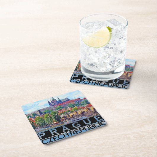 Prag Rechteckiger Pappuntersetzer (Vor Ort)