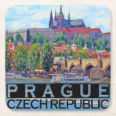 Prag Rechteckiger Pappuntersetzer (Vorderseite)