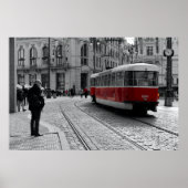 Prag Red Tram Pop: Selektive Farbe Poster (Vorne)
