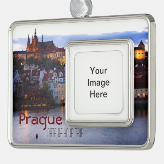 Prag-Reise-Weihnachtsverzierung - Customizible Rahmen-Ornament Silber (Links)
