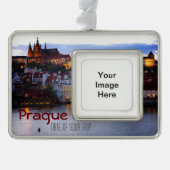 Prag-Reise-Weihnachtsverzierung - Customizible Rahmen-Ornament Silber (Vorderseite)