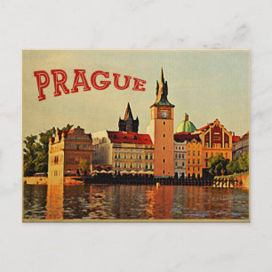 Prag Reisen im Vintage-Stil Postkarte