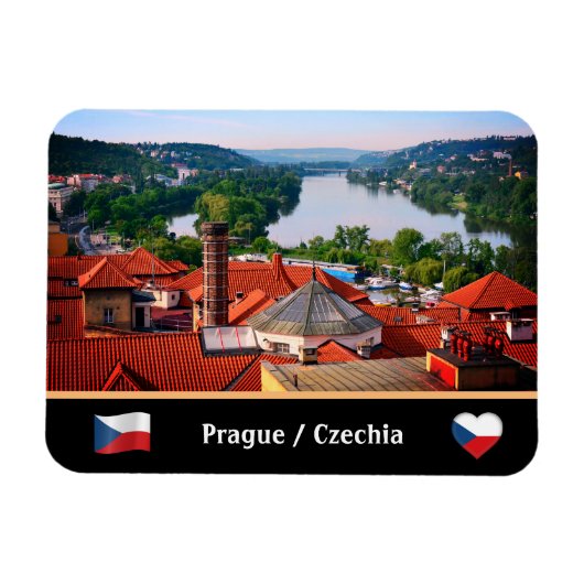 Prag Roofs & Vltava River views /Vyšehrad Magnet (Horizontal)