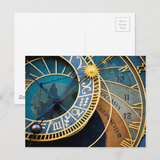 Prag’s Astronomical and Zodiac Clock Postkarte (Vorne/Hinten)