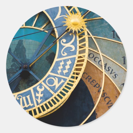 Prag’s Astronomical and Zodiac Clock Runder Aufkleber (Vorderseite)