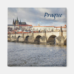 Prag-Schloss und Charles-Brückenandenken-Foto Magnet