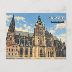 Prag St. Veitskathedrale im goldenen Licht Postkarte