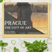 Prag Stadt der Künste Vintage Reiseplakat Geschirrtuch (Gefaltet)
