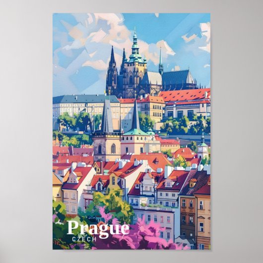 Prag Stadt Tschechien Art Vintage Reise Poster (Vorne)