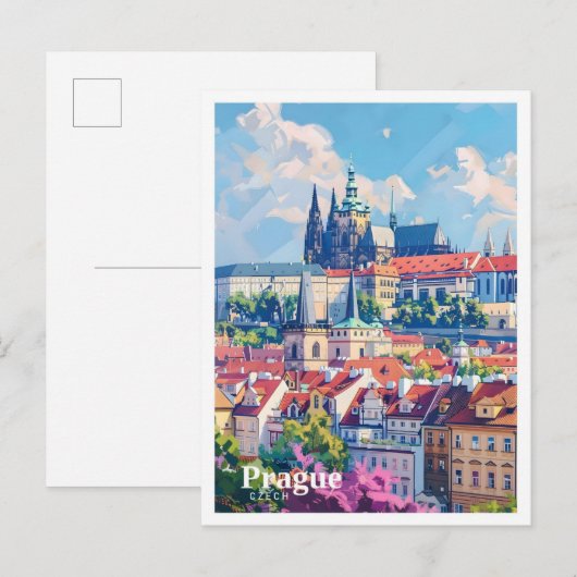 Prag Stadt Tschechien Art Vintage Reise Postkarte (Vorne/Hinten)