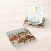 Prag Stadtansicht Souvenir Glasuntersetzer (Schrägansicht)