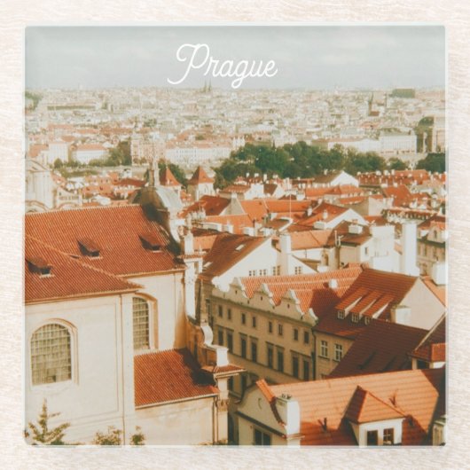 Prag Stadtansicht Souvenir Glasuntersetzer (Vorderseite)