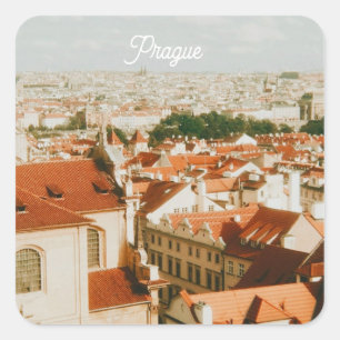 Prag Stadtansicht Souvenir Quadratischer Aufkleber
