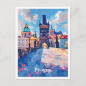 Prag Tschechien Art Vintage Reise Postkarte (Vorderseite)