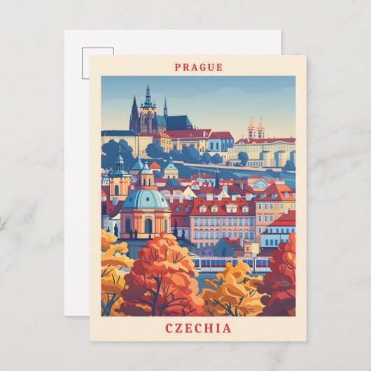 Prag Tschechien Elegante Kunst, Dichtung und Musik Postkarte (Vorne/Hinten)