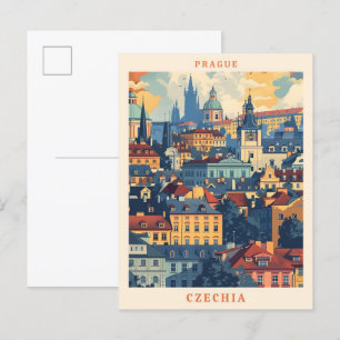 Prag Tschechien Elegante Kunst Vintage Reise Postkarte