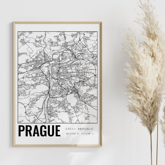 Prag Tschechien Minimalistische Karte Art Poster