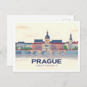 Prag Tschechien Pastel Travel Postkarte (Vorne/Hinten)