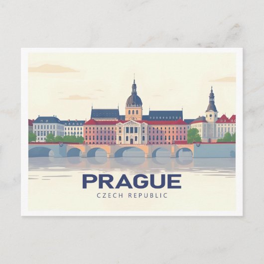 Prag Tschechien Pastel Travel Postkarte (Vorderseite)
